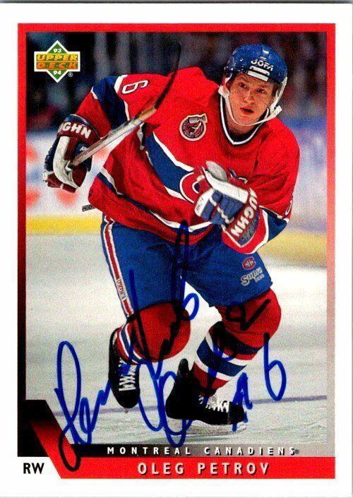 Oleg Petrov Montreal Canadiens Hand Signed 1993-94 Upper Deck Hockey Card 84 NM