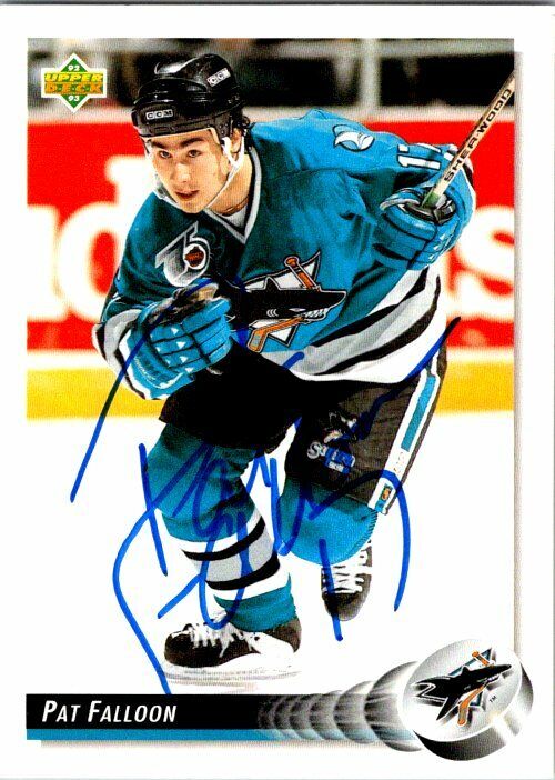 Pat Falloon San Jose Sharks Hand Signed 1992-93 UD Hockey Card 286 NM-MT