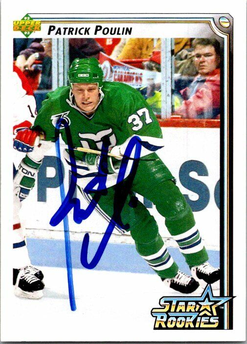 Patrick Poulin Hartford Whalers Hand Signed 1992-93 Upper Deck Hockey Card 416