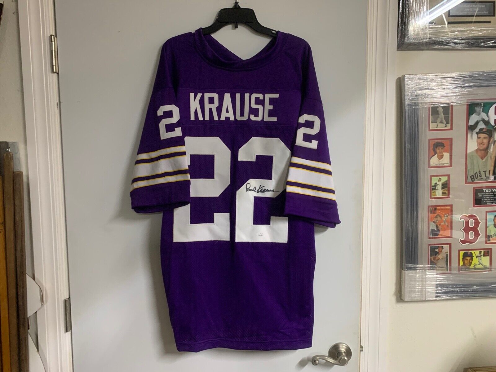 Paul Krause Minnesota Vikings Autographed Signed Custom Jersey JSA COA
