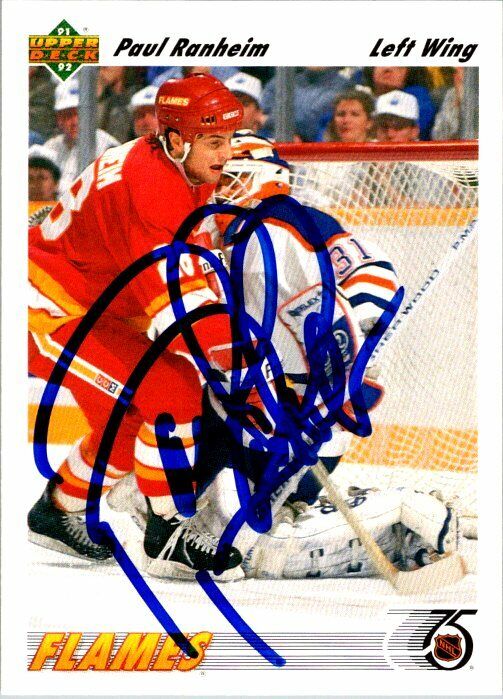 Paul Ranheim Calgary Flames Hand Signed 1991-92 UD Hockey Card 472 NM