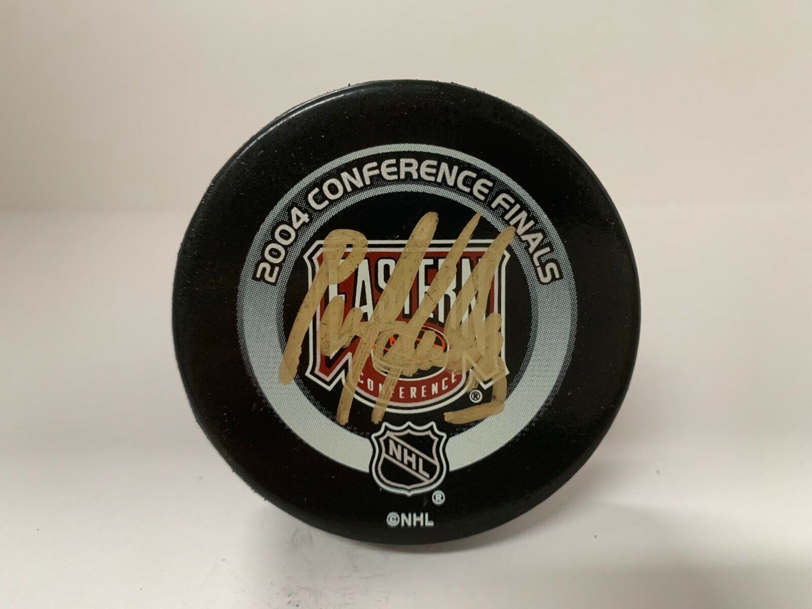 Pavel Kubina Autographed 2004 Eastern Conference Finals Game Puck W/ ASCF COA