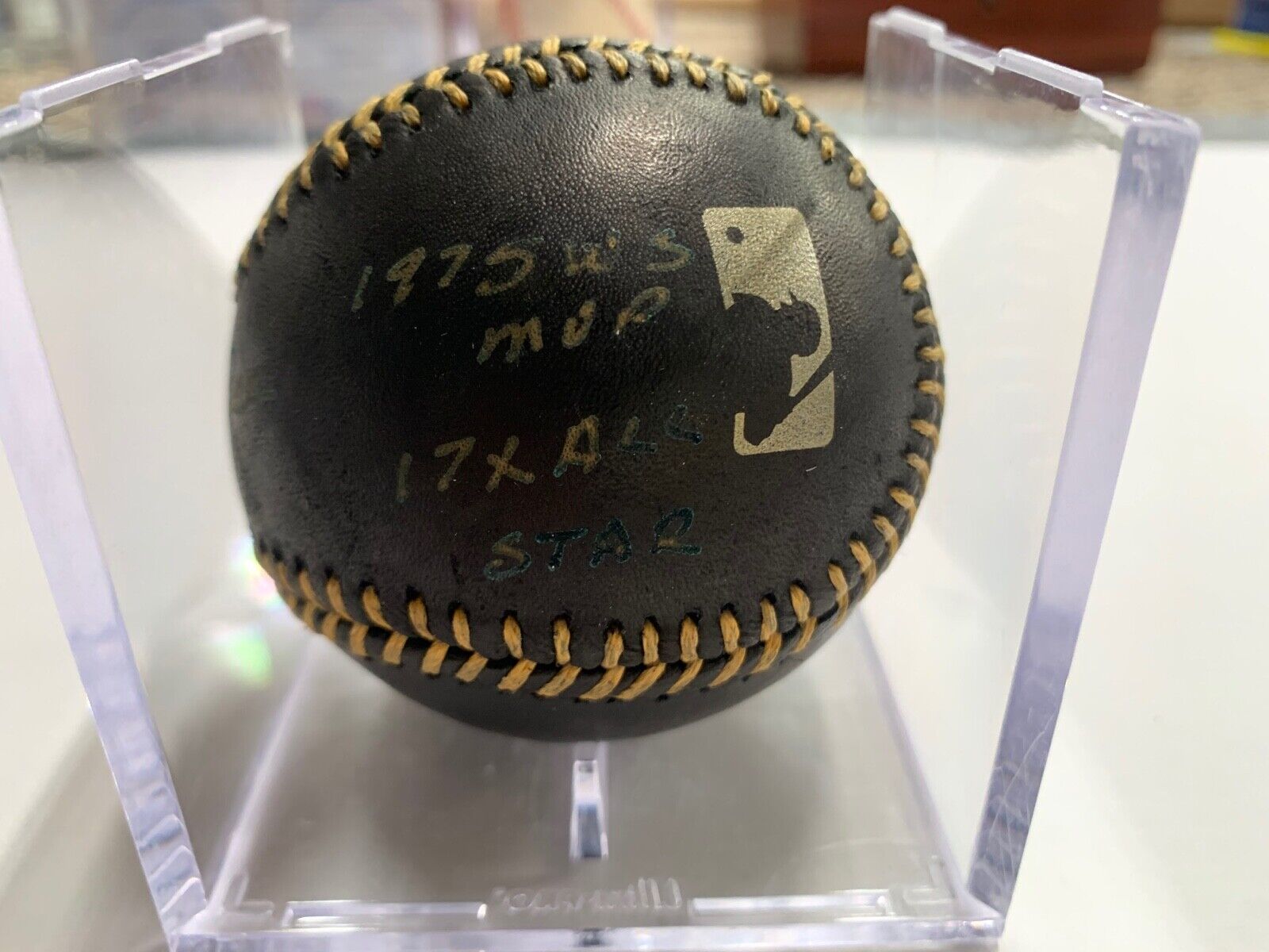 Pete Rose Autographed Black Leather Baseball PSA