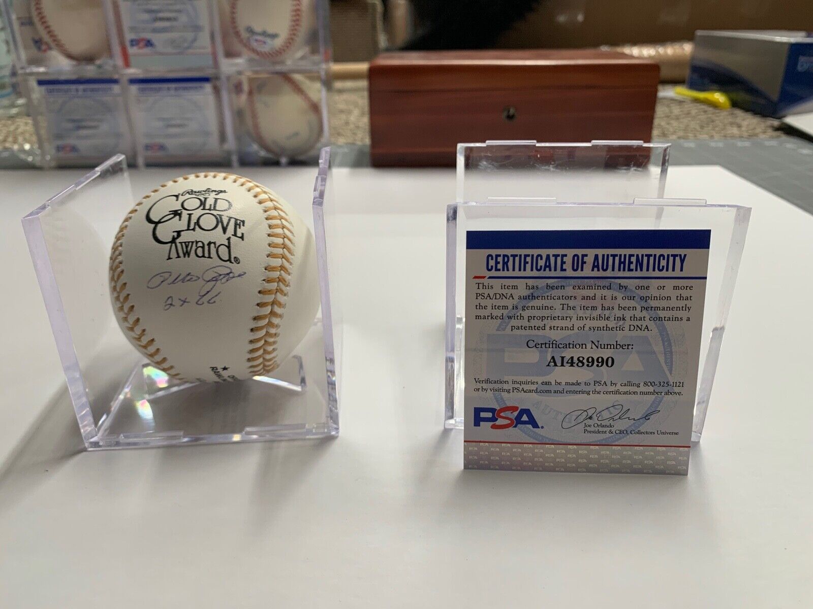 Pete Rose Autographed Rawlings Gold Glove Baseball PSA Certified AI48990 MLB