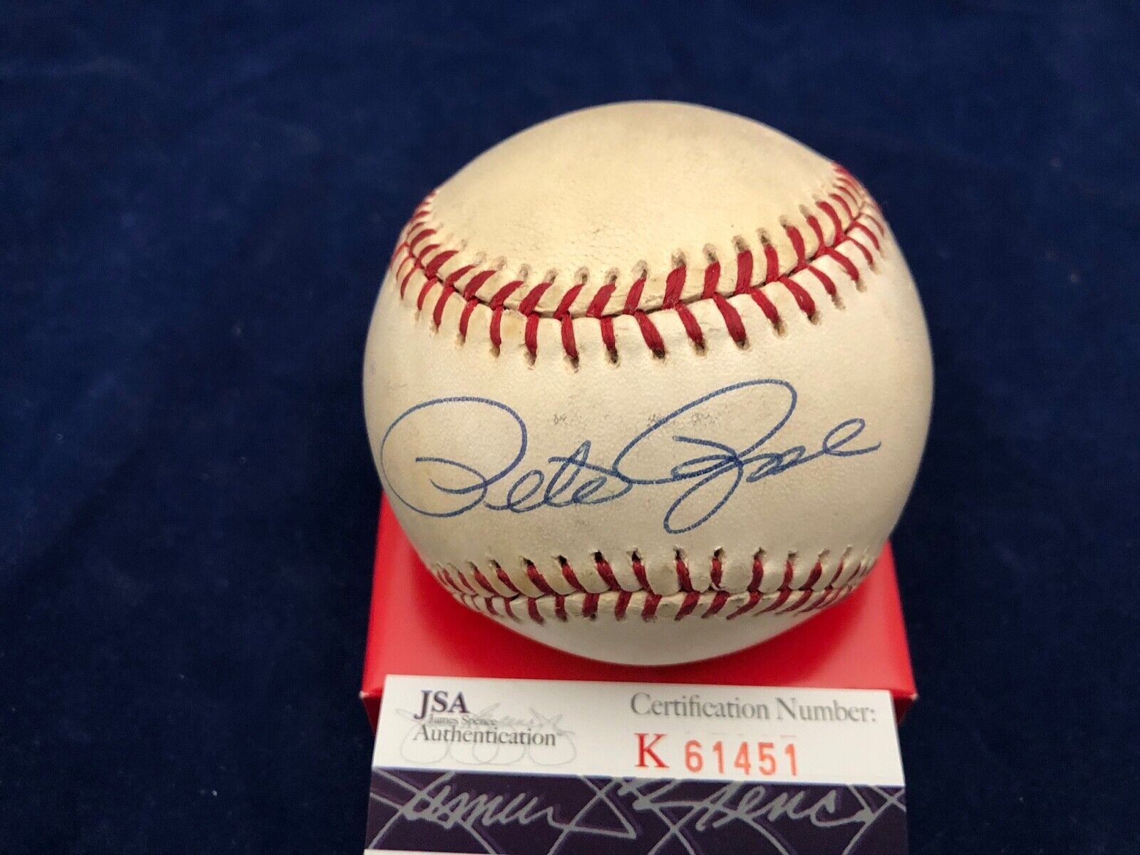 Pete Rose Pete Rose Jr. Autographed signed Bill White Baseball JSA K61451