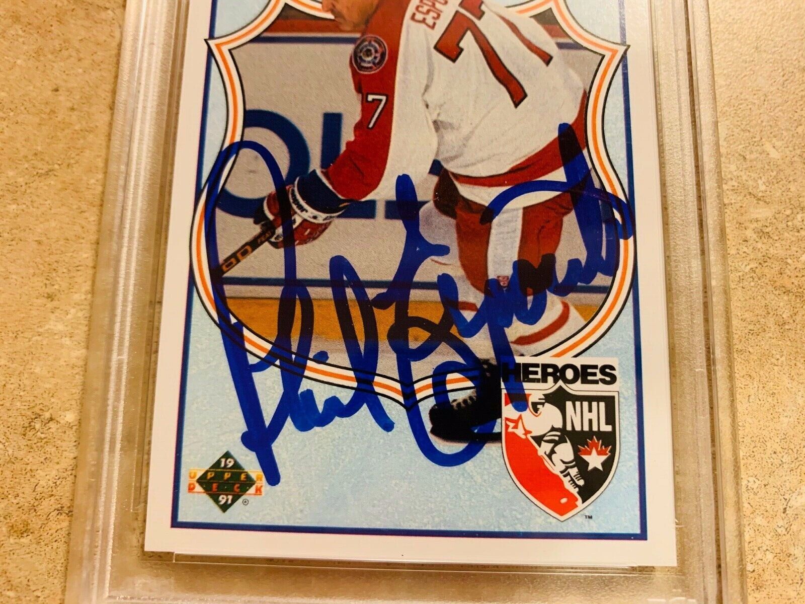 Phil Esposito Autographed 1991 Upper Deck Hockey Card PSA Slabbed Certified