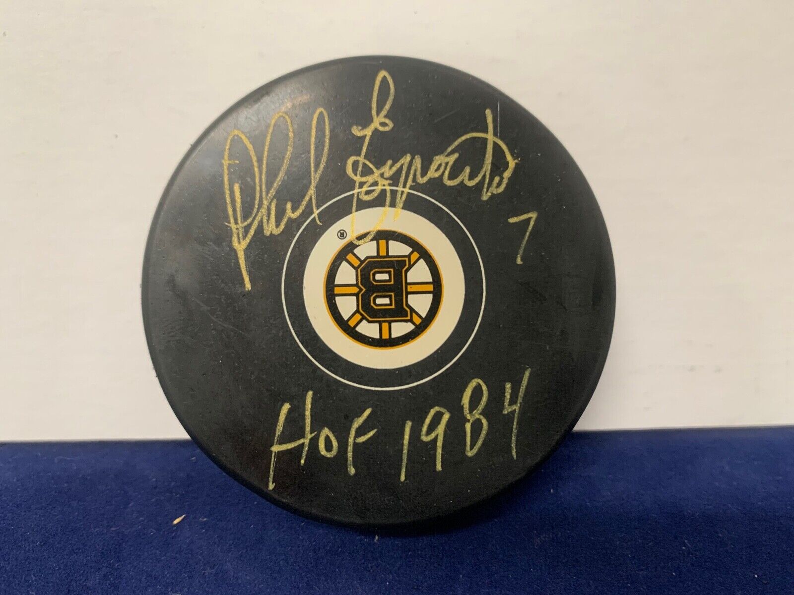 Phil Esposito Autographed Signed Boston Bruins Hockey Puck B with PSA COA