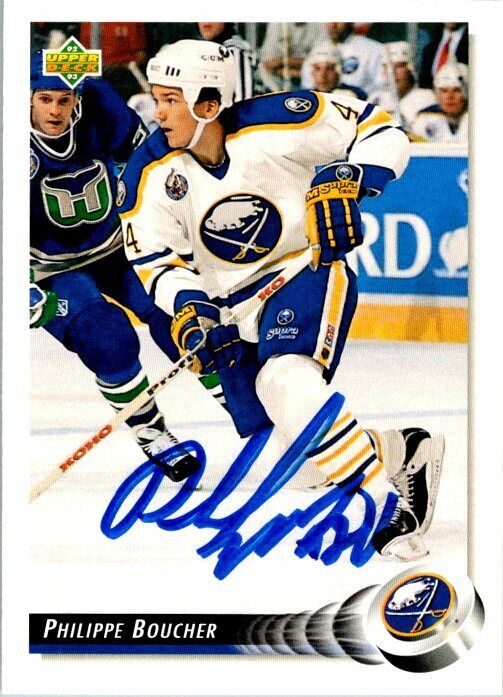 Phillippe Boucher Buffalo Sabres Hand Signed 1992-93 UD Hockey Card 484 NM-MT