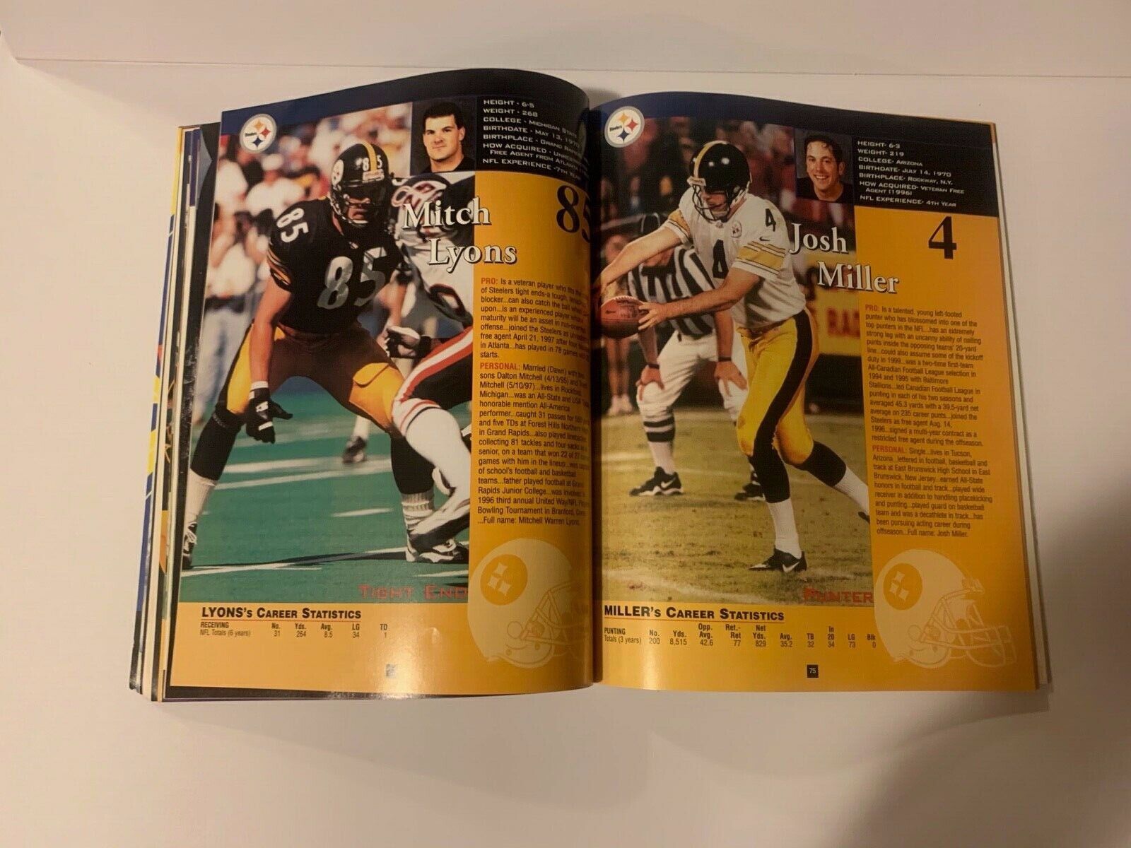 Pittsburgh Steelers 1999 Yearbook Autographed by Dermontti Dawson On Cover