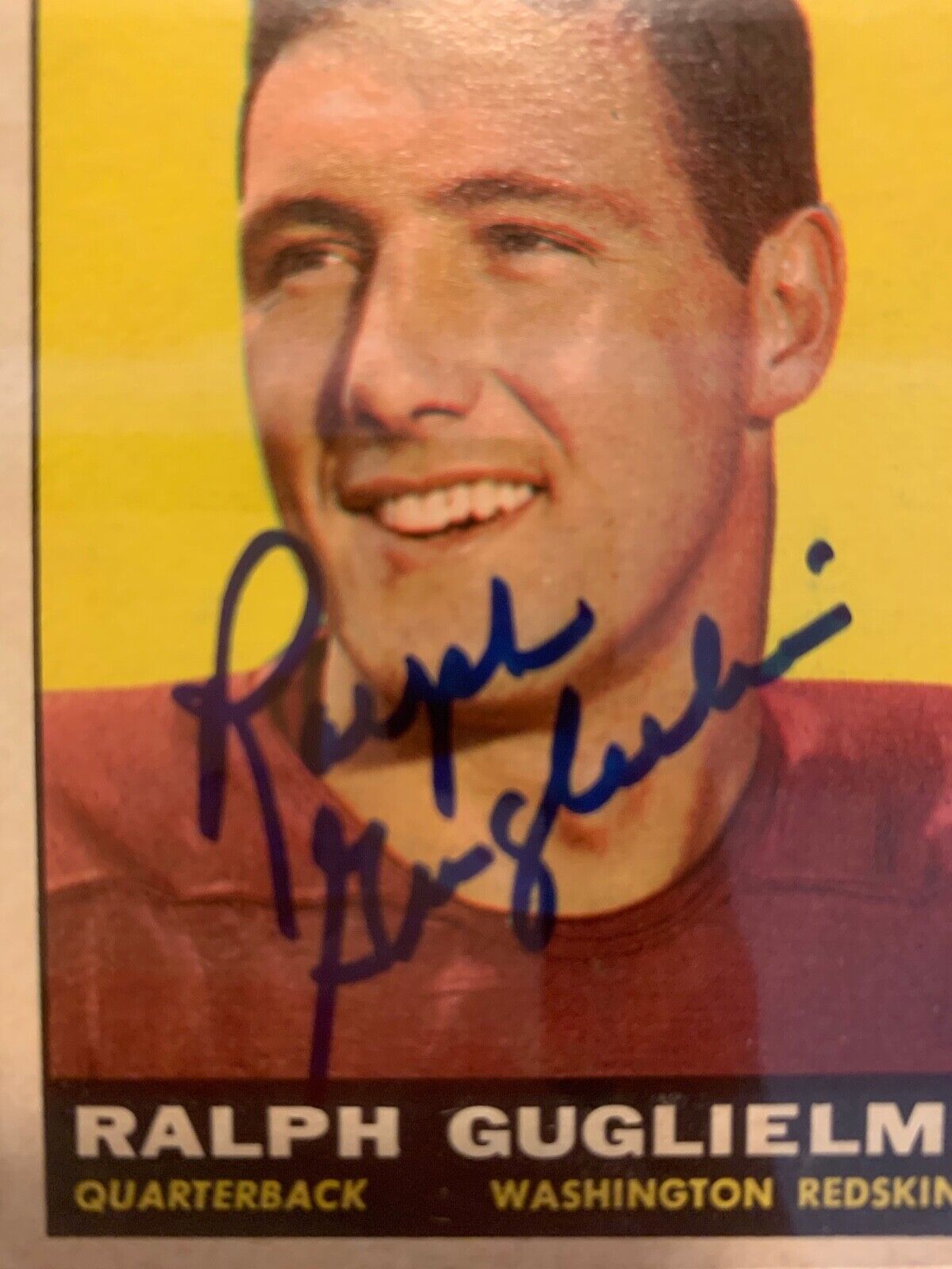 Ralph Gugliemi Redskins Autographed 1961 Topps Card PSA Certified & Slabbed