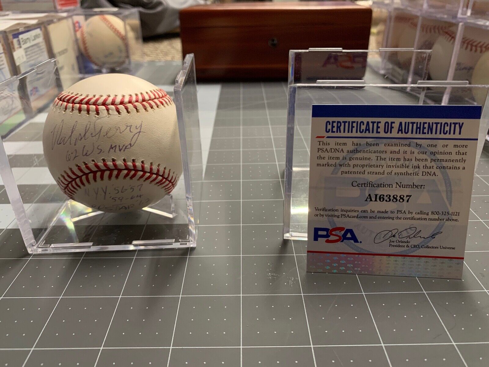 Ralph Terry Yankees Autographed Baseball W/ Inscription PSA Certified AI63887