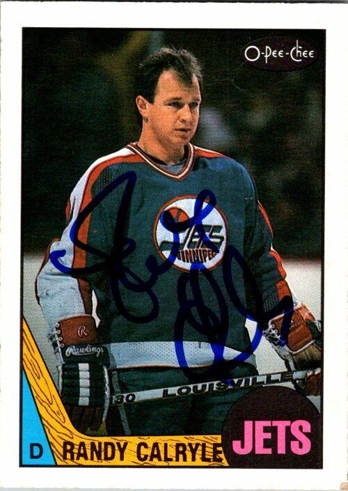 Randy Carlyle Winnipeg Jets Hand Signed 1987-88 OPC Card 9 in NM-MT