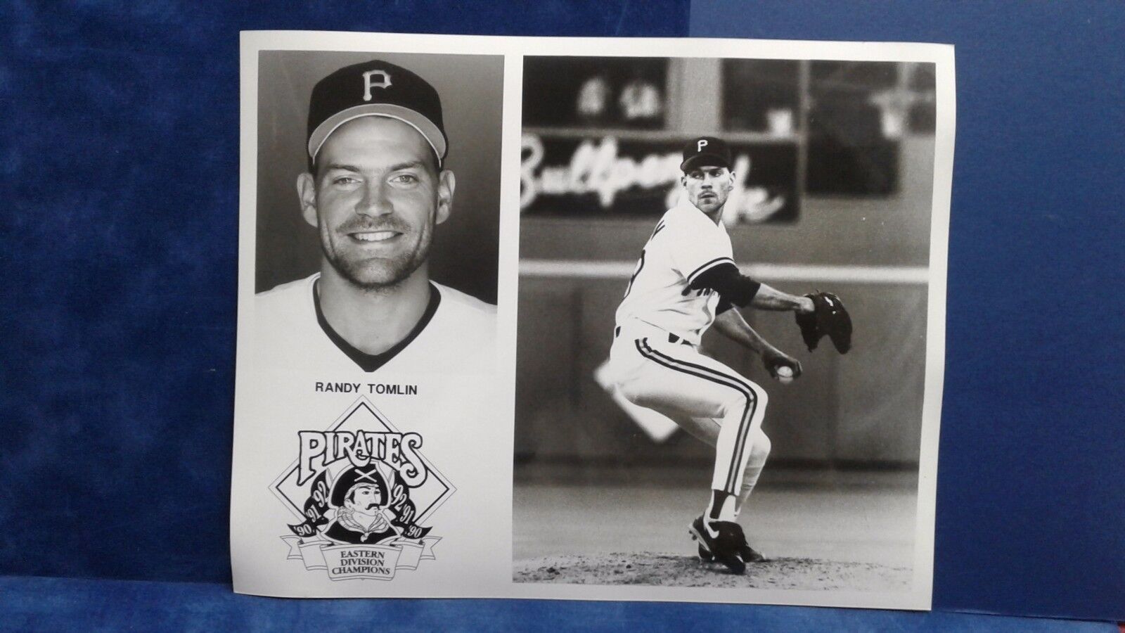 Randy Tomlin Pittsburgh Pirates  B&W 8x10 Photo
