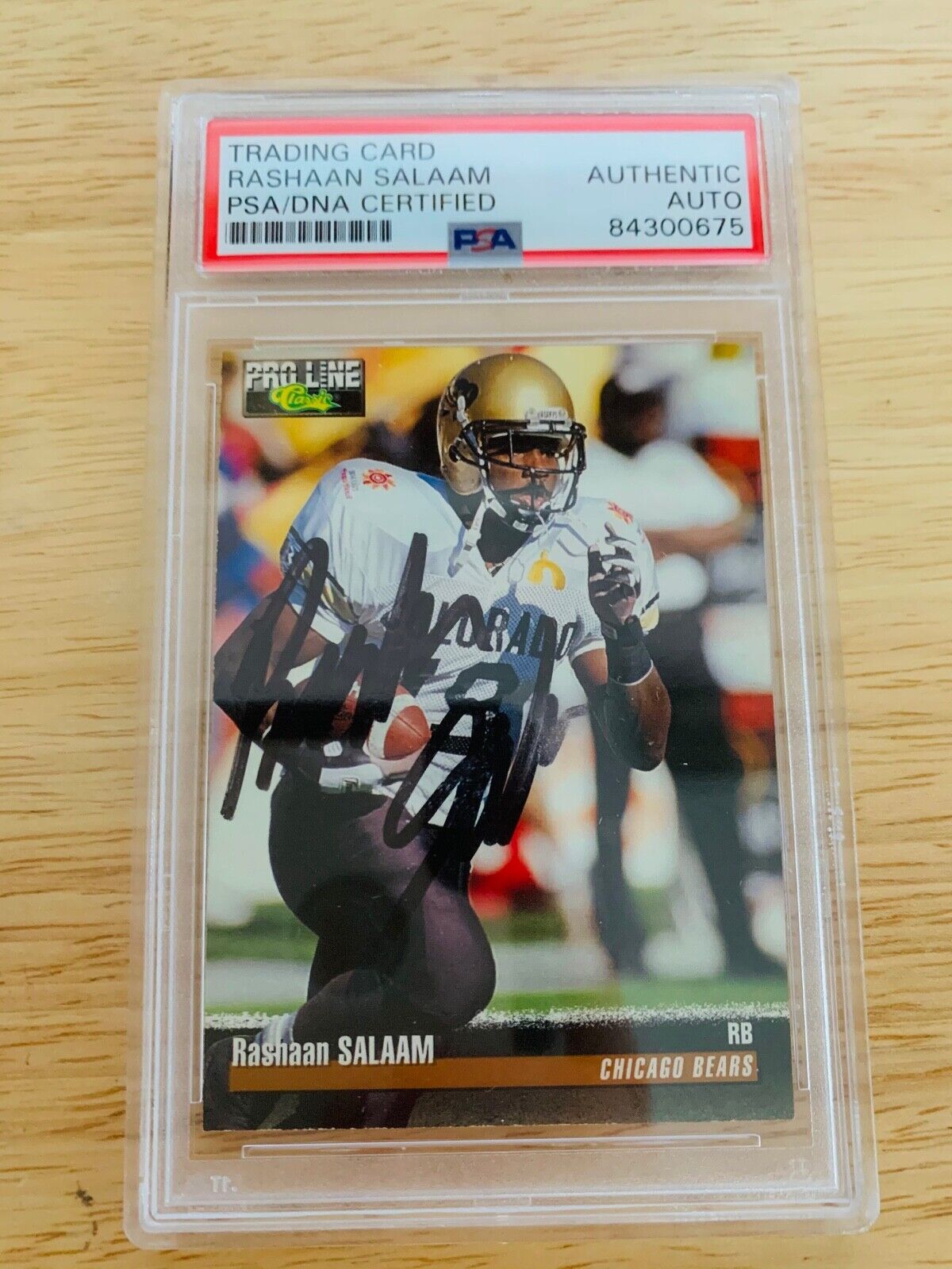 Rashaan Salaam Autographed 1995 NFL Rookie Classic Card PSA Certified Slabbed
