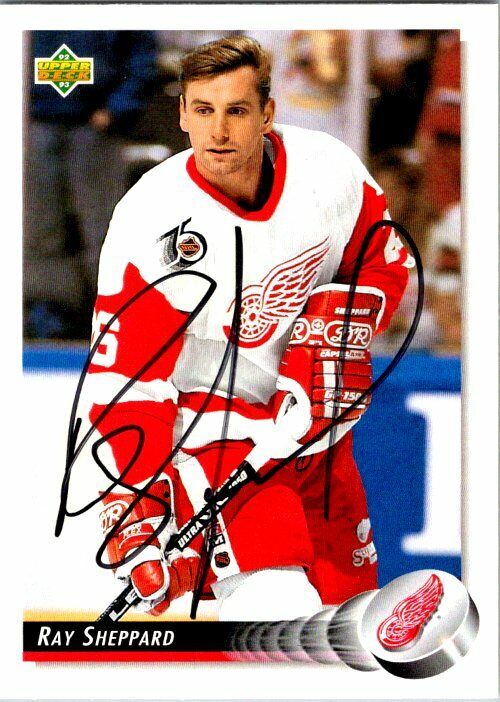 Ray Sheppard Detroit Red Wings Hand Signed 1992-93 UD Hockey Card 296 NM
