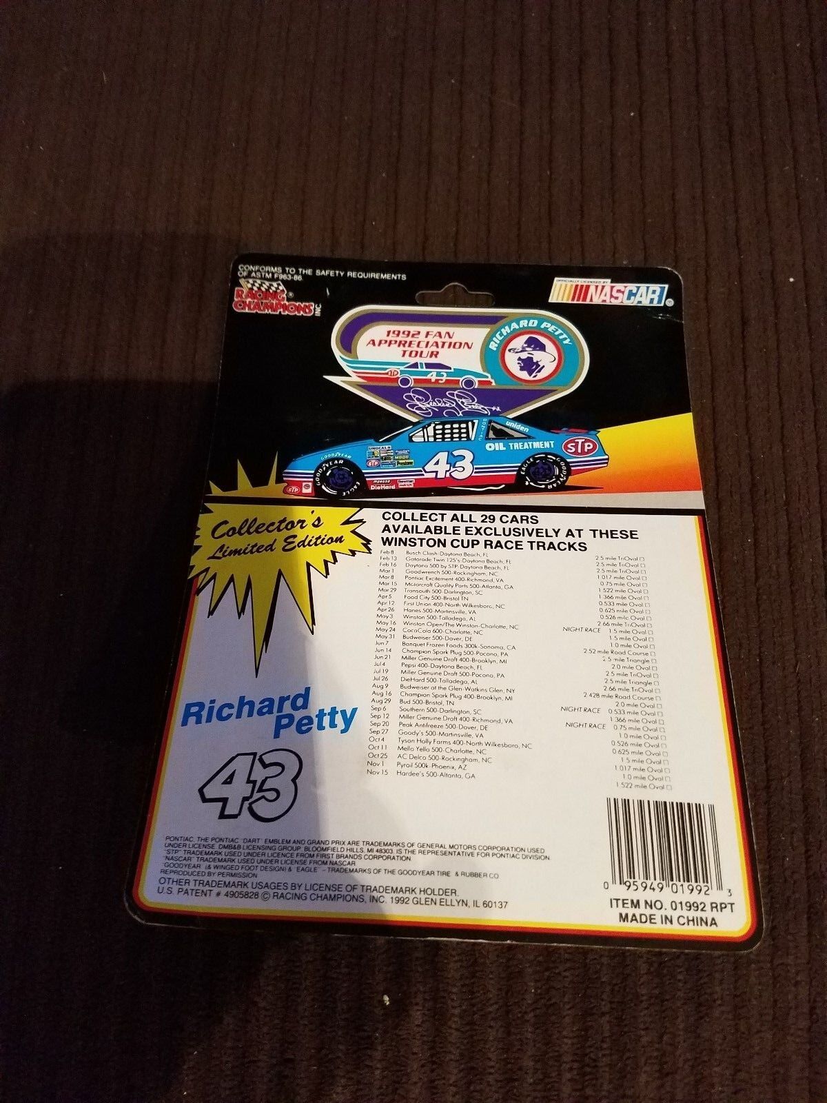 Richard Petty 43 August 29 1992 Fan Tour Bristol International Speedway