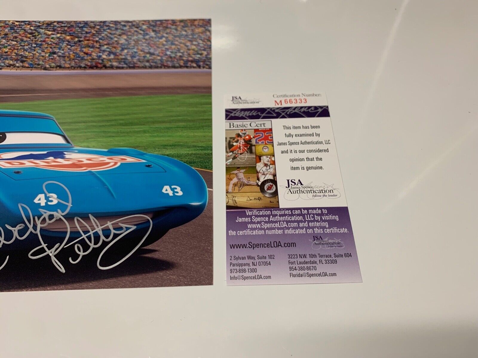 Richard Petty Pixar Cars The King Autographed 8x10 Photo JSA Certified M66333