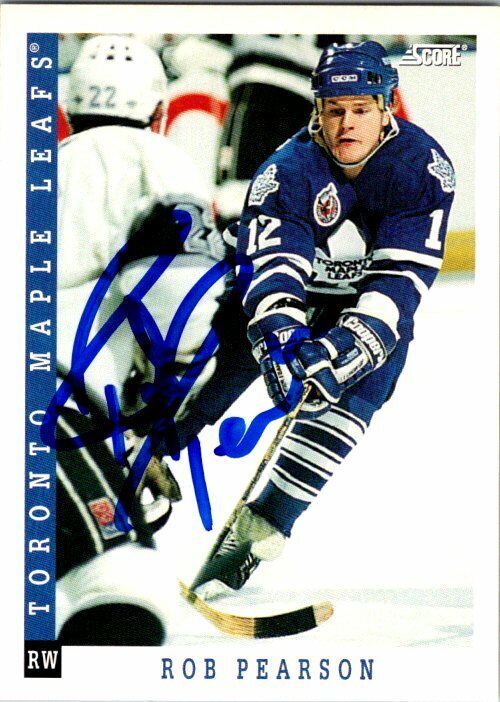 Rob Pearson Toronto Maple Leafs Hand Signed 1993-94 Score Hockey Card 96 NM