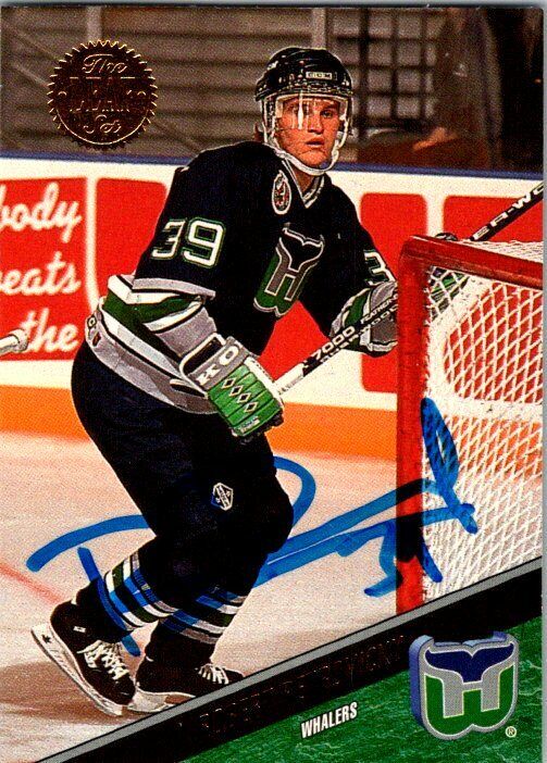 Robert Petrovicky Whalers Hand Signed 1993-94 Leaf Hockey Card 187 NM