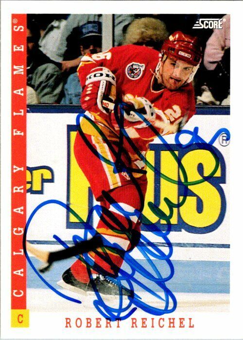 Robert Reichel Calgary Flames Hand Signed 1992-93 OPC Hockey Card 93 NM-MT