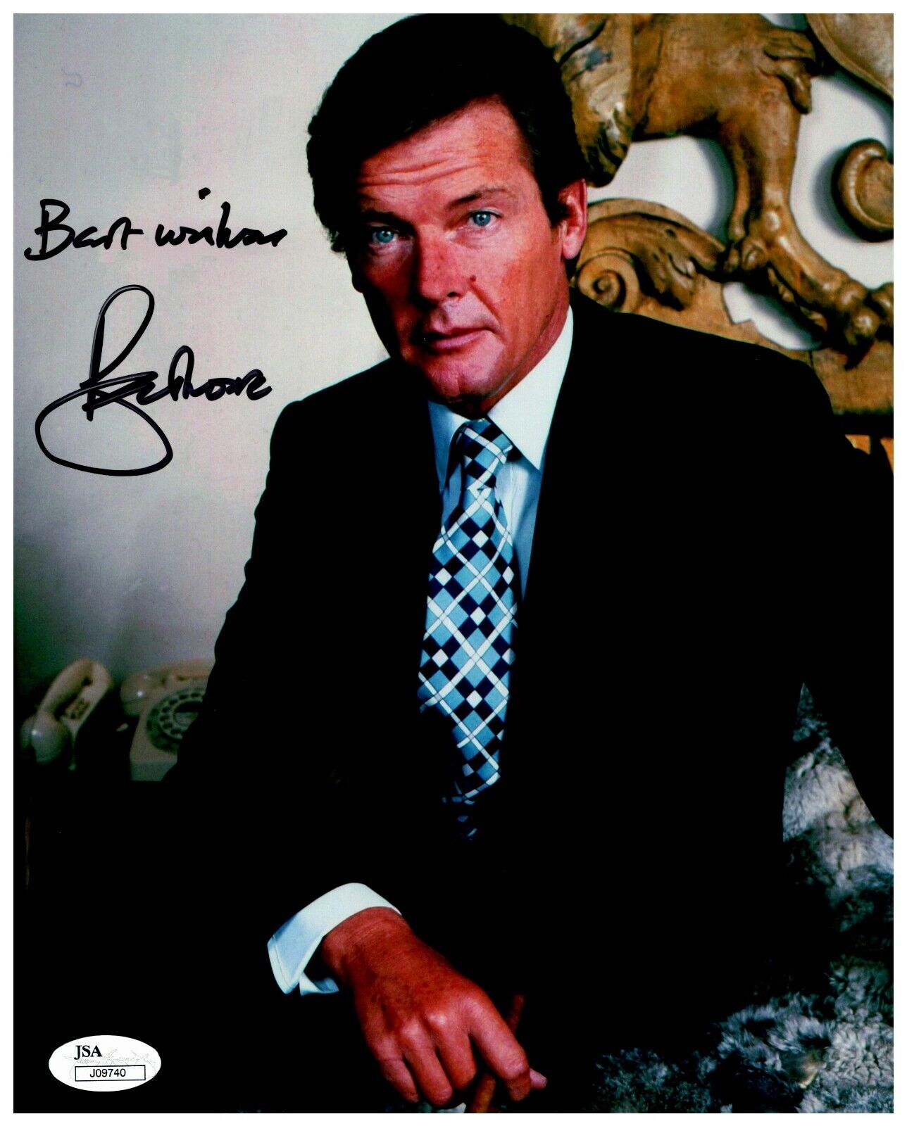 Roger Moore James Bond 007 Signed Autographed 8x10 Photo JSA COA