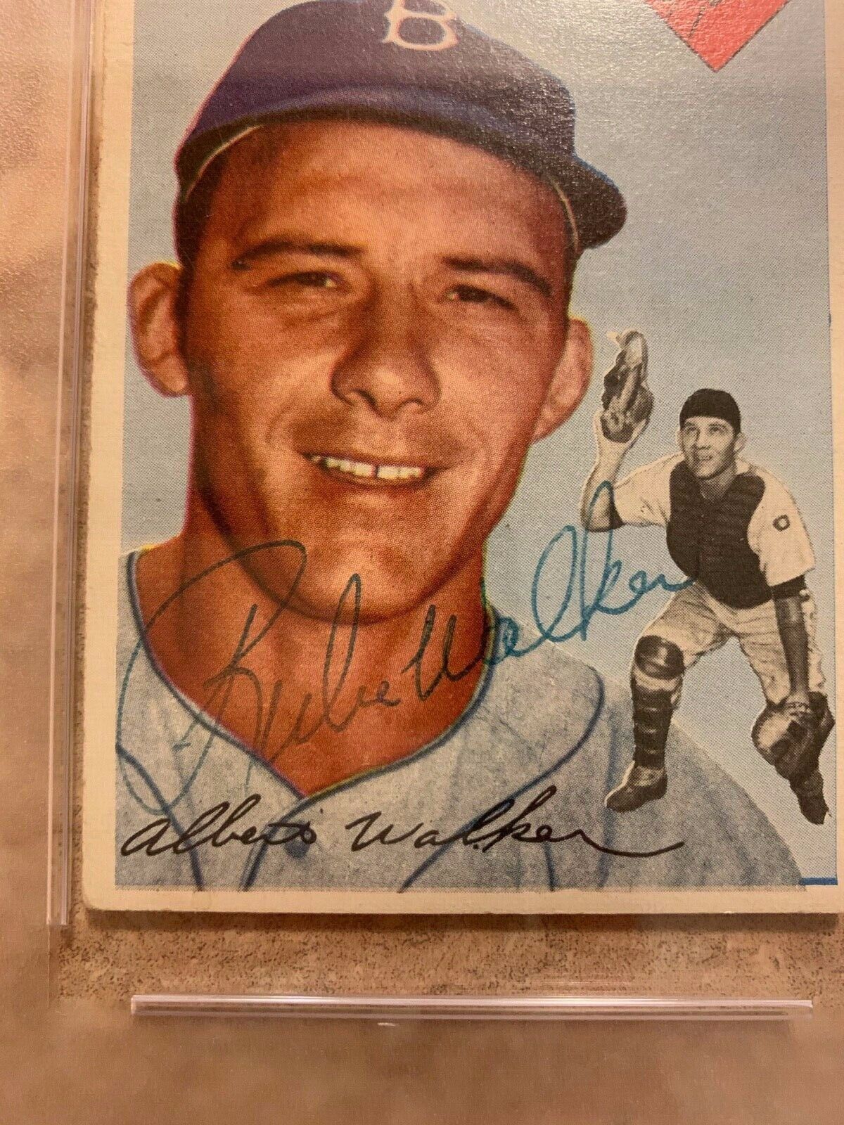 Rube Walker Dodgers Autographed 1954 Topps Baseball Card PSA Slabbed Certified
