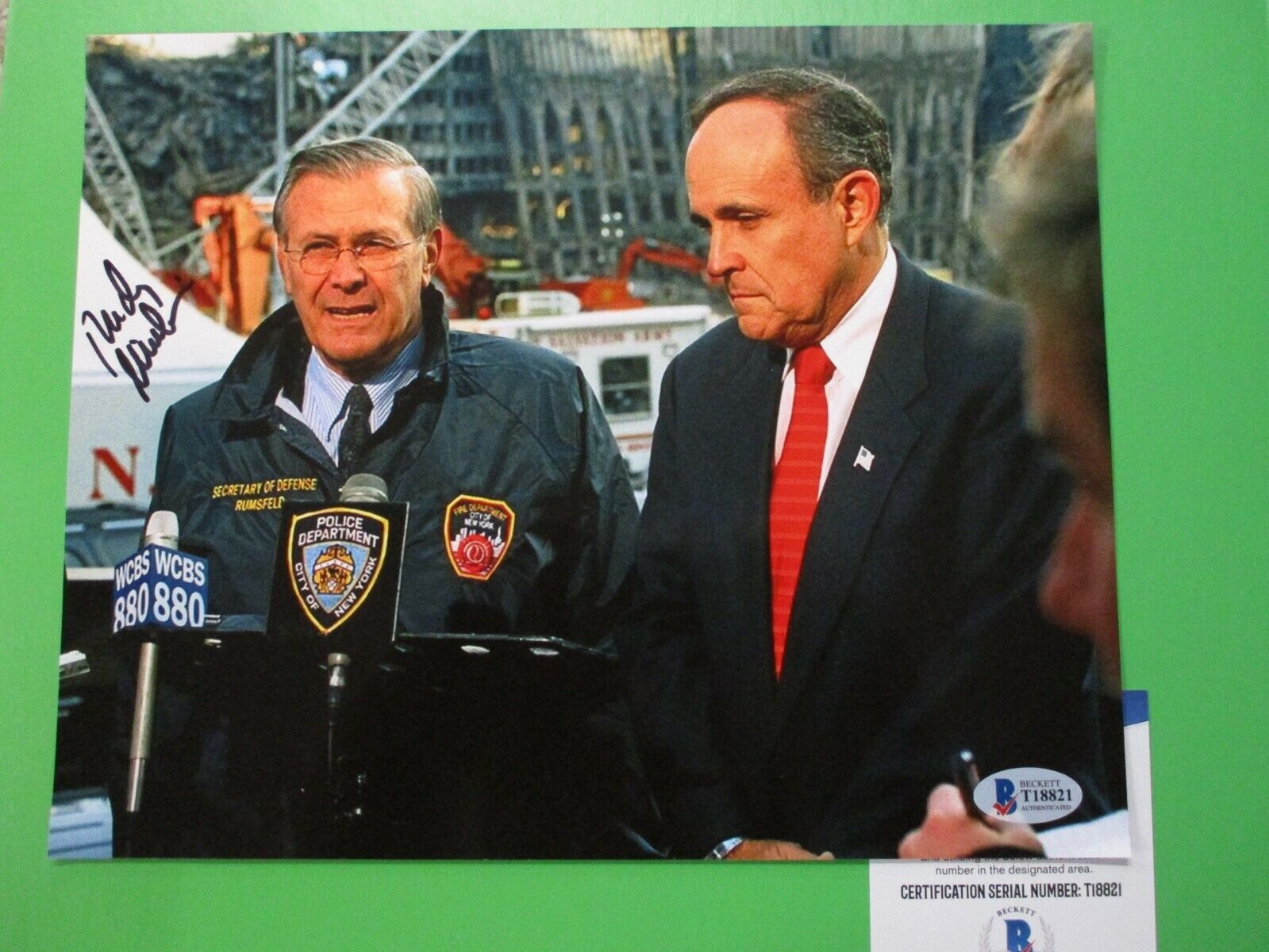 Rudy Giuliani Ground Zero 9/11 NYC Signed Autographed 8x10 Color Photo BAS