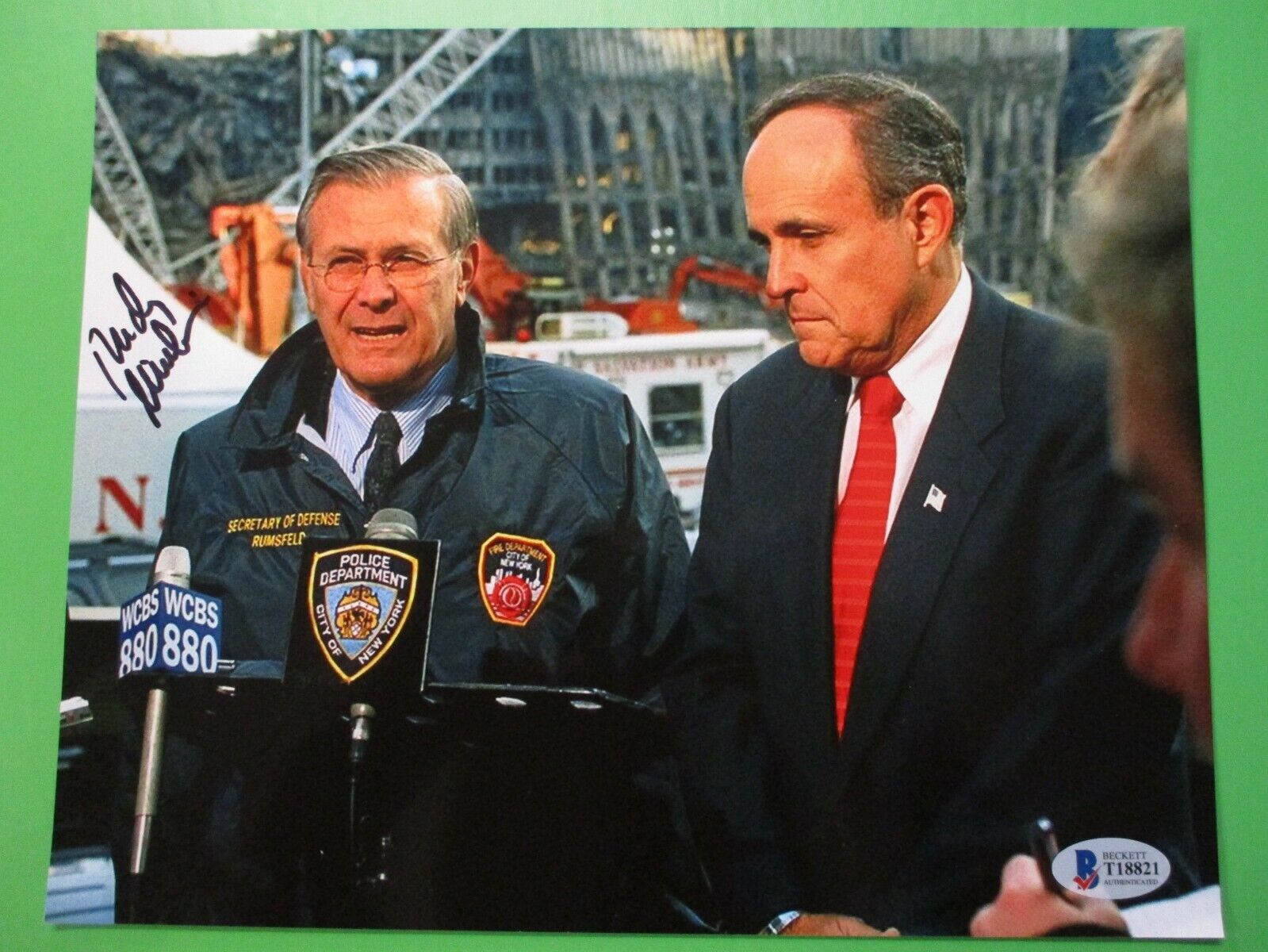 Rudy Giuliani Ground Zero 9/11 NYC Signed Autographed 8x10 Color Photo BAS