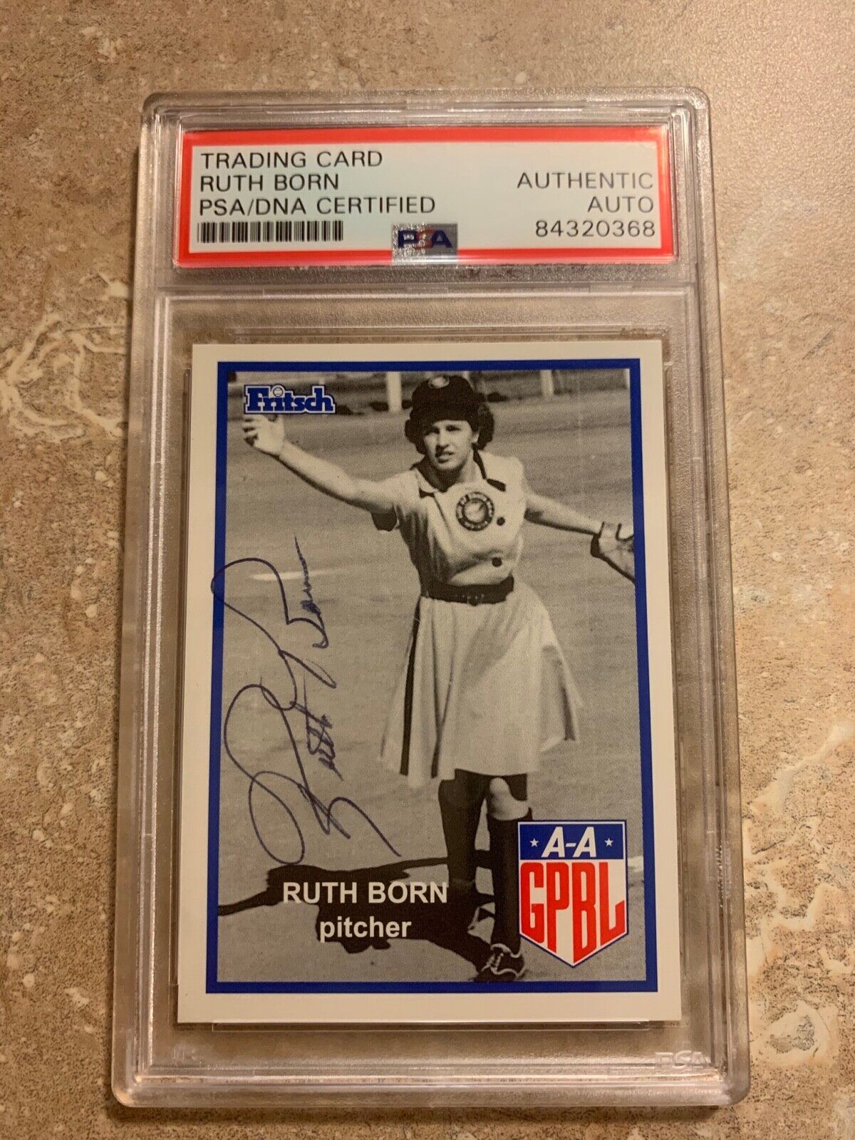 Ruth Born Autographed Fritsch Womans Baseball Card PSA Slabbed AAGPBL