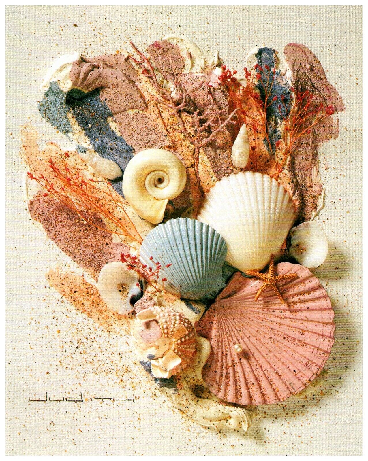Sand Seashell Starfish 8x10 1992 Vintage Scafa-Tornabene Art Publishing Litho