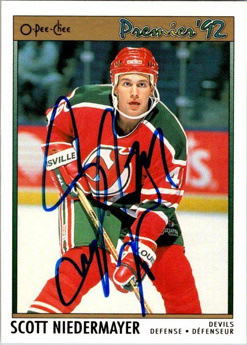 Scott Niedermayer Jersey Devils Hand Signed 1991-92 OPC Hockey Card 35 NM-MT