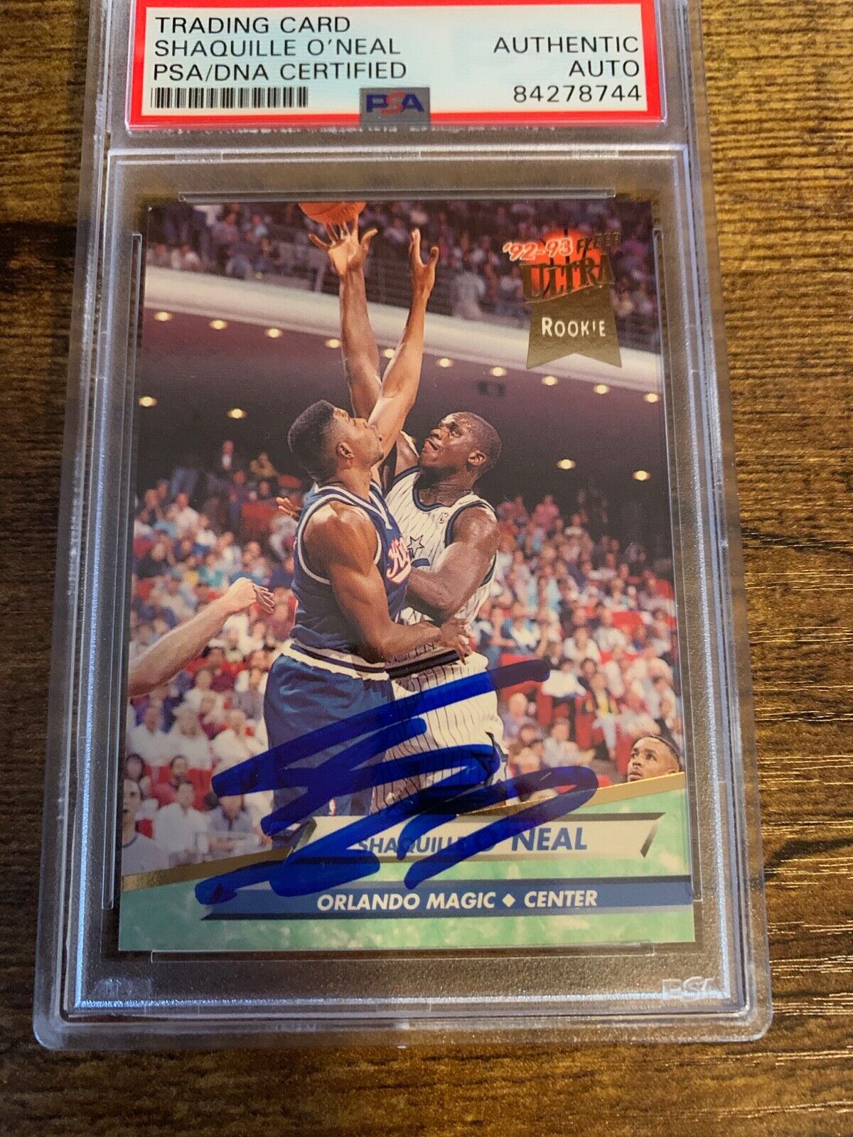 Shaquille O Neal Autographed 1992 Fleer Ultra Rookie Card PSA Certified Slabbed