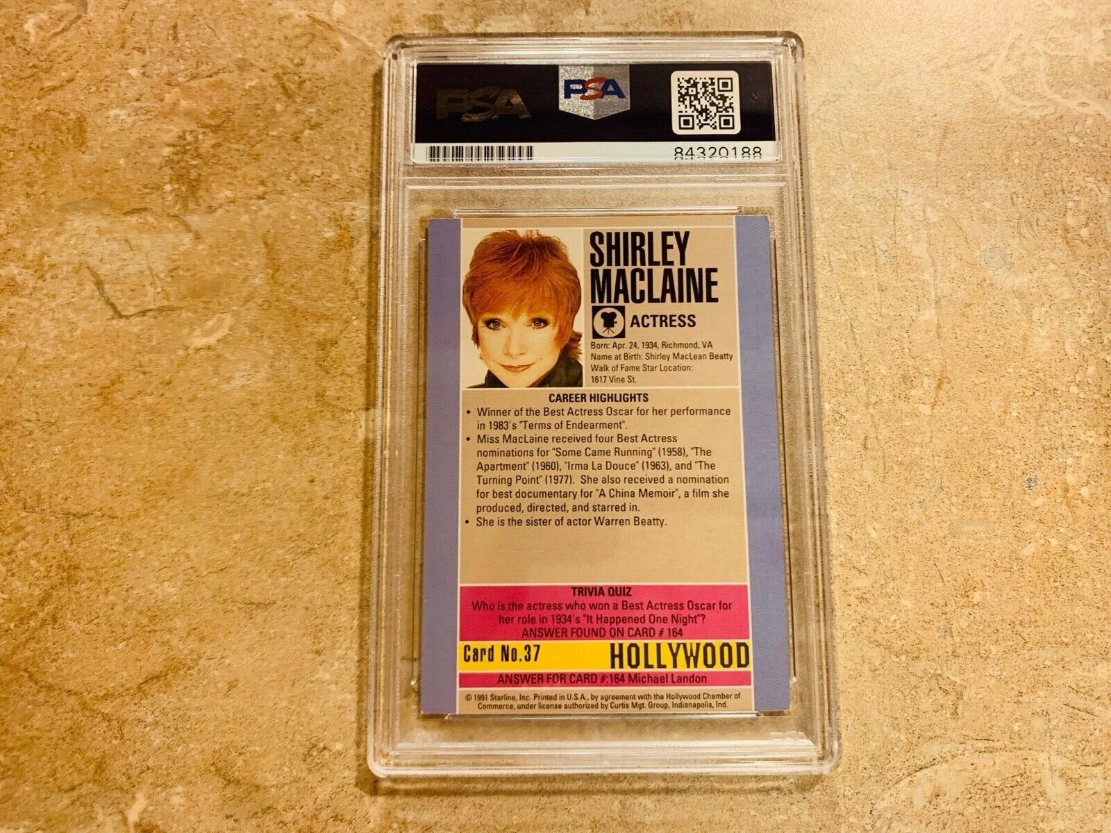 Shirley Maclaine Autographed Hollywood Card B PSA Slabbed Certified