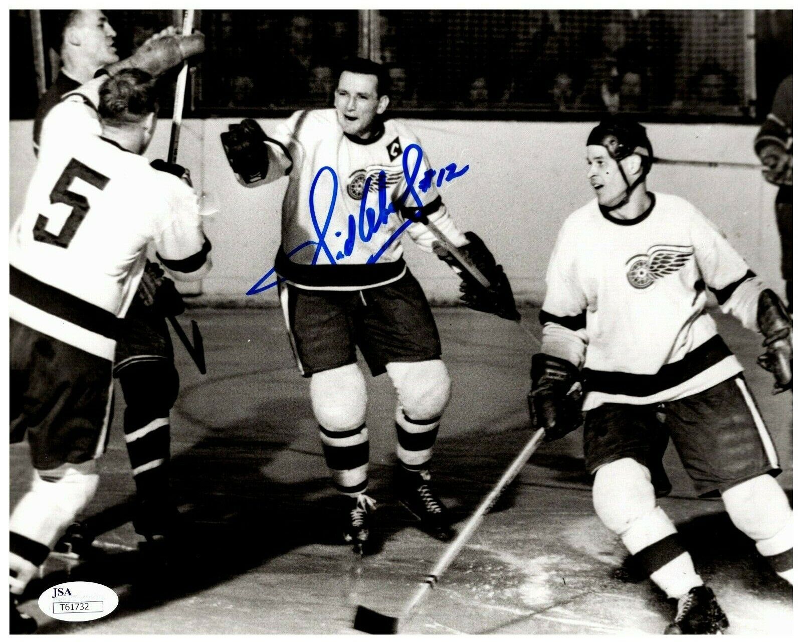 Sid Abel Detroit Red Wings Autographed Signed 8x10 B&W Photo JSA COA