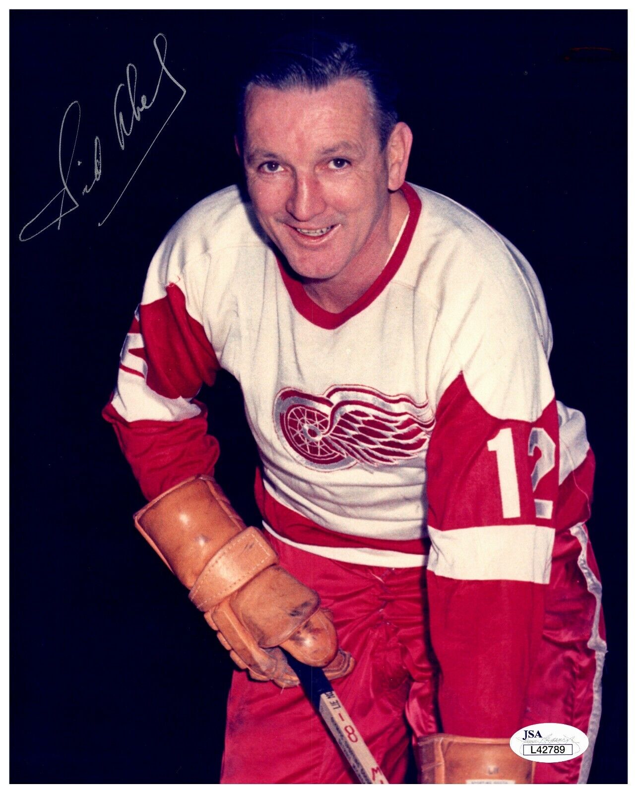 Sid Abel Detroit Red Wings Autographed Signed 8x10 Color Photo JSA COA