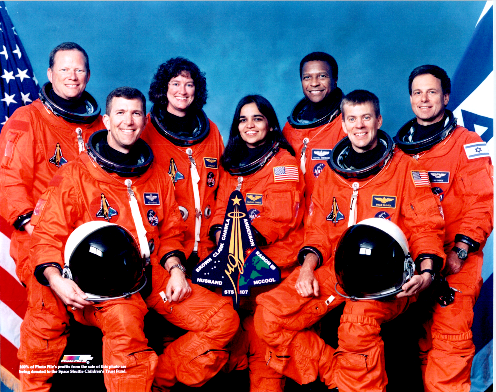 Space Shuttle Columbia Crew 8x10 Color Photo in Excellent Condiition