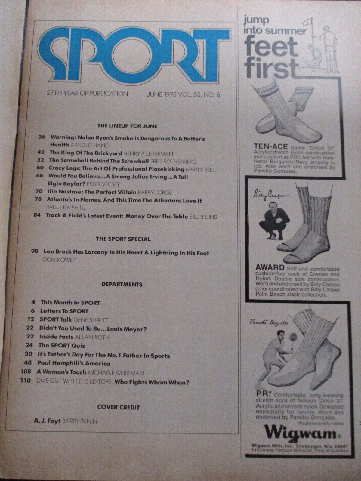Sport Official Magazine June 1970 Vol. 55 No.6 AJ Foyt Cover Ship Label VG