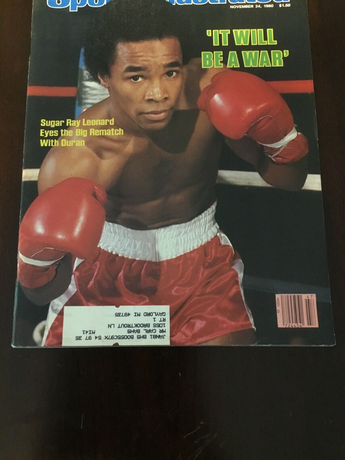 Sports Illustrated Magazine Sugar Ray Leonard Cover November 24, 1980