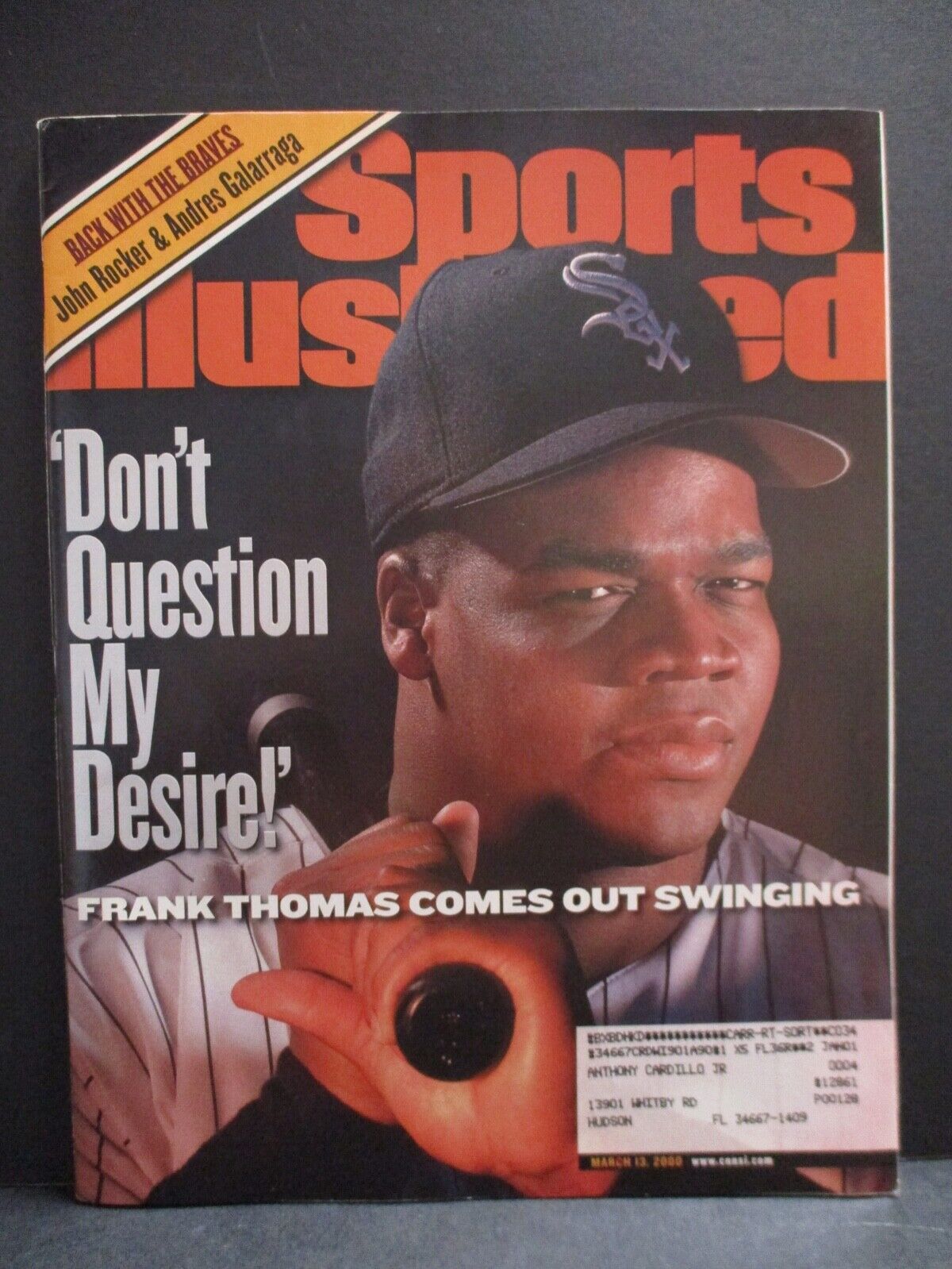 Sports Illustrated March 13 2000 Magazine Frank Thomas Cover Ship Label Ex Cond