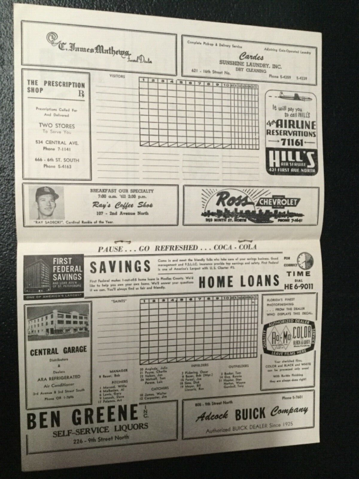 St. Pete Saints 1961 Program Yankees