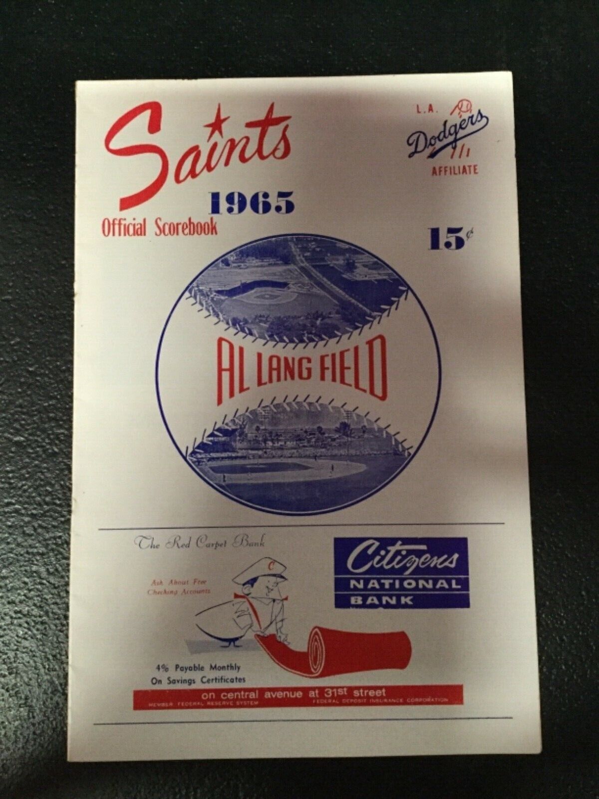 St. Pete Saints 1965 Program L.A  Dodgers A