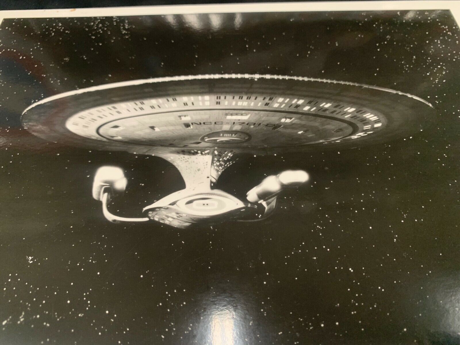 Star Trek The Next Generation StarShip Enterprise in Space B&W 8x10 Photo