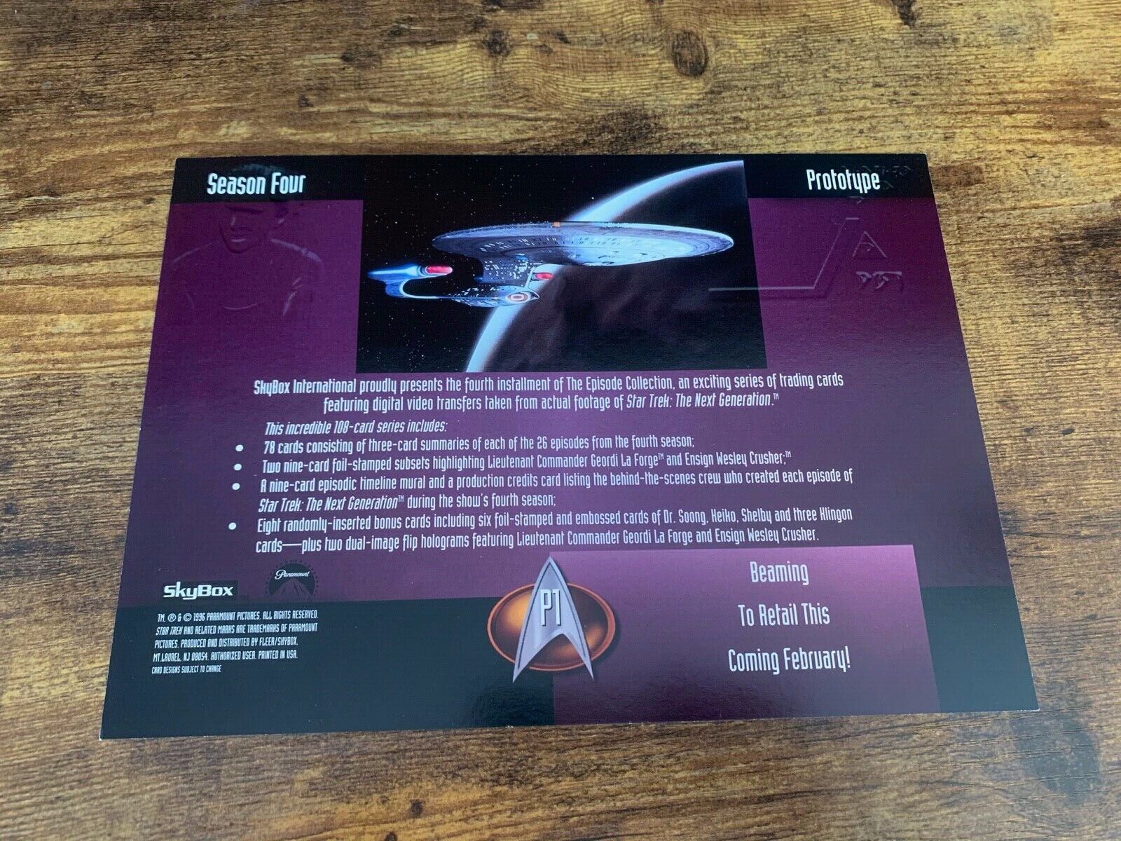 Star Trek TNG Season 4 Uncut Trading Card Promo Sheet 1995 Skybox