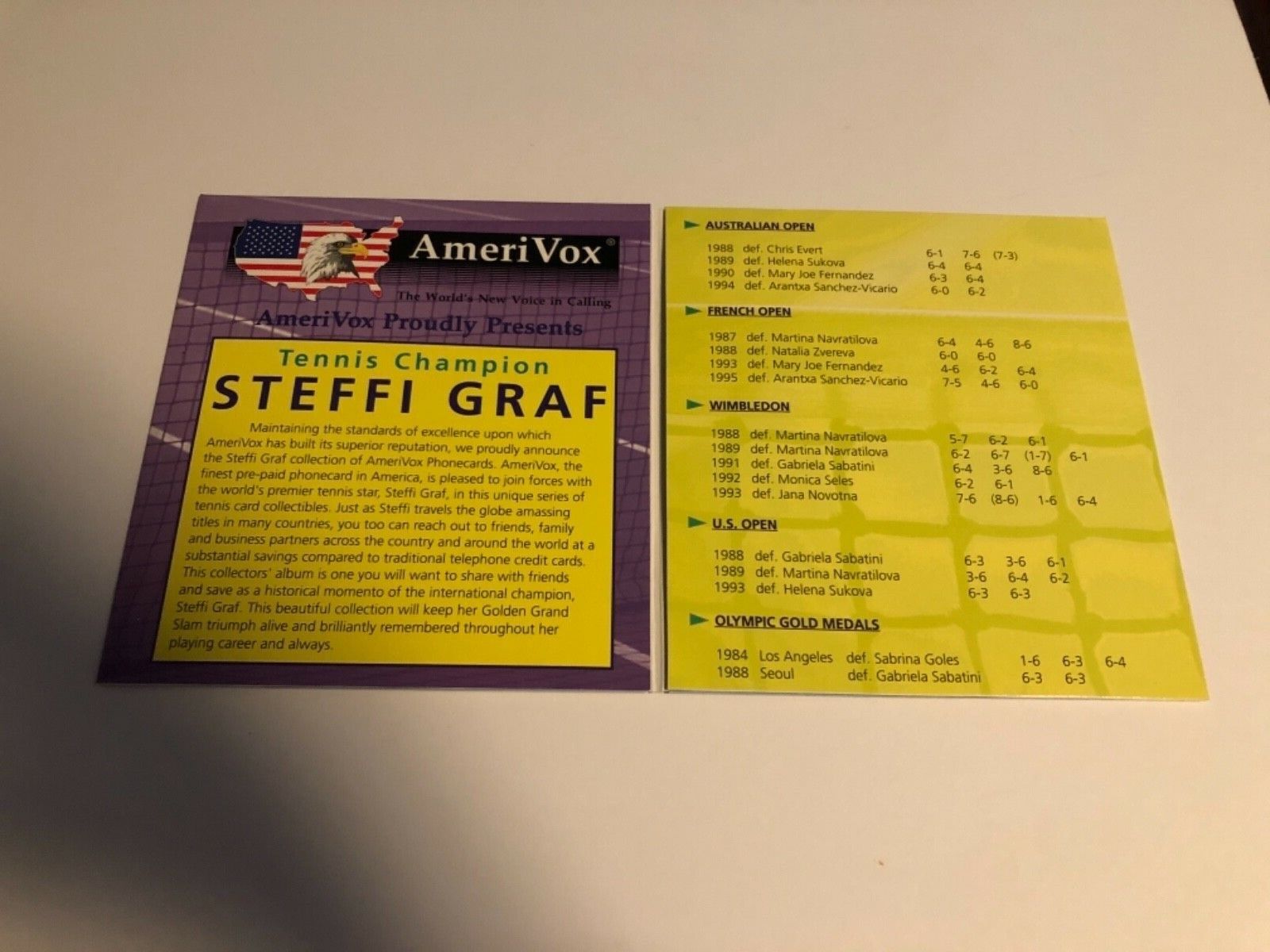 Steffi Graf 5 Card Phone Set Ltd  872/5000 AmeriVox
