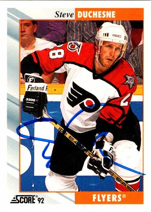 Steve Duchesne Philadelphia Flyers Hand Signed 1992-93 Score Hockey Card 151 NM