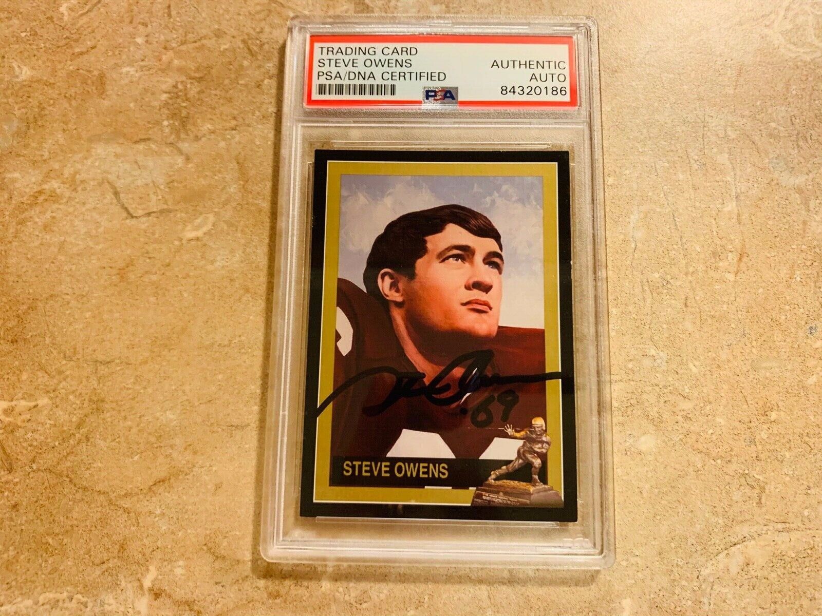 Steven Owens Autographed Heisman Collection Football Card PSA Slabbed Certified