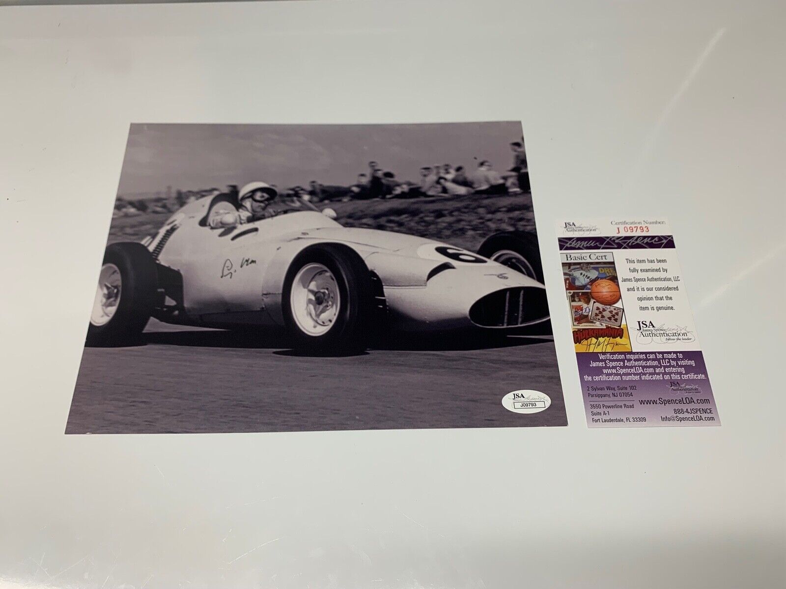 Stirling Moss Racing Driver Autographed 8x10 Photo JSA Certified J09793