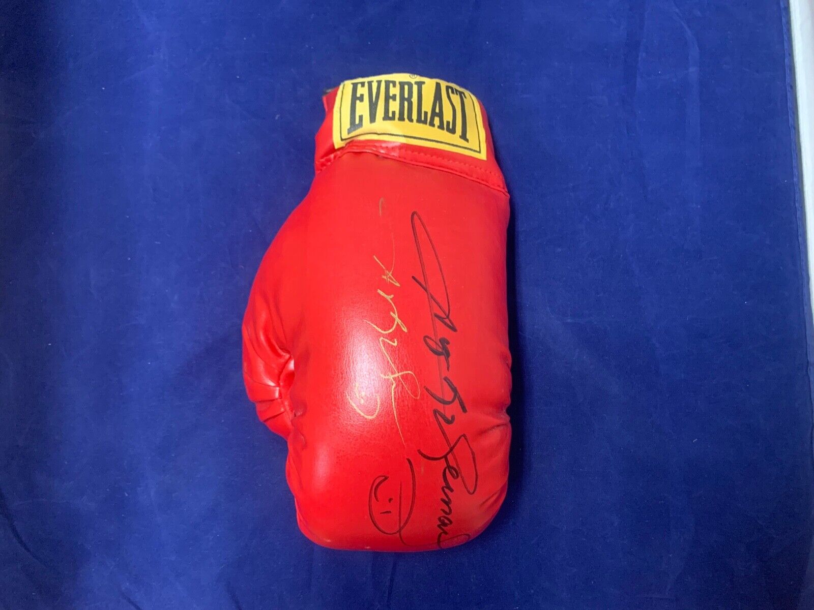 Sugar Ray Leonard Autographed Twice on Everlast Boxing Glove in Very Good Cond.