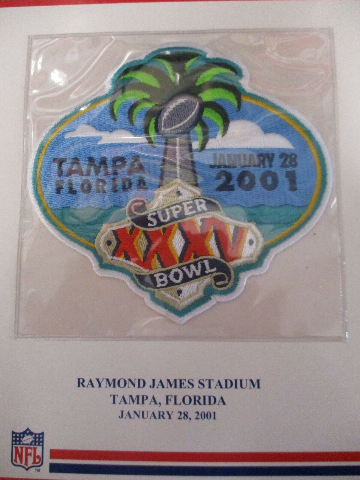 Super Bowl 35 XXXV Embroidered Patch ~4 Inch 2001 Ravens vs Giants MVP Lewis