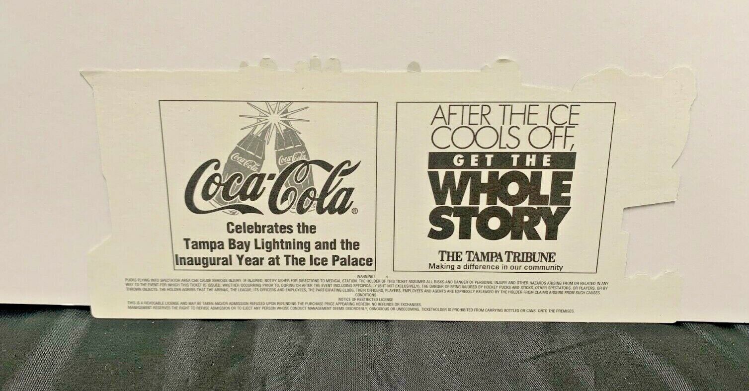 Tampa Bay Lightning Ice Palace Opening Night Full Ticket 1996